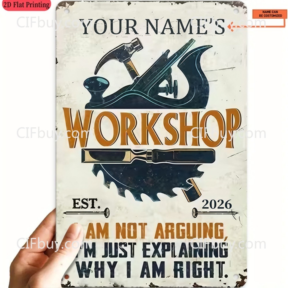 Workshop Tools And Names - Placa de Metal Personalizada para Oficina