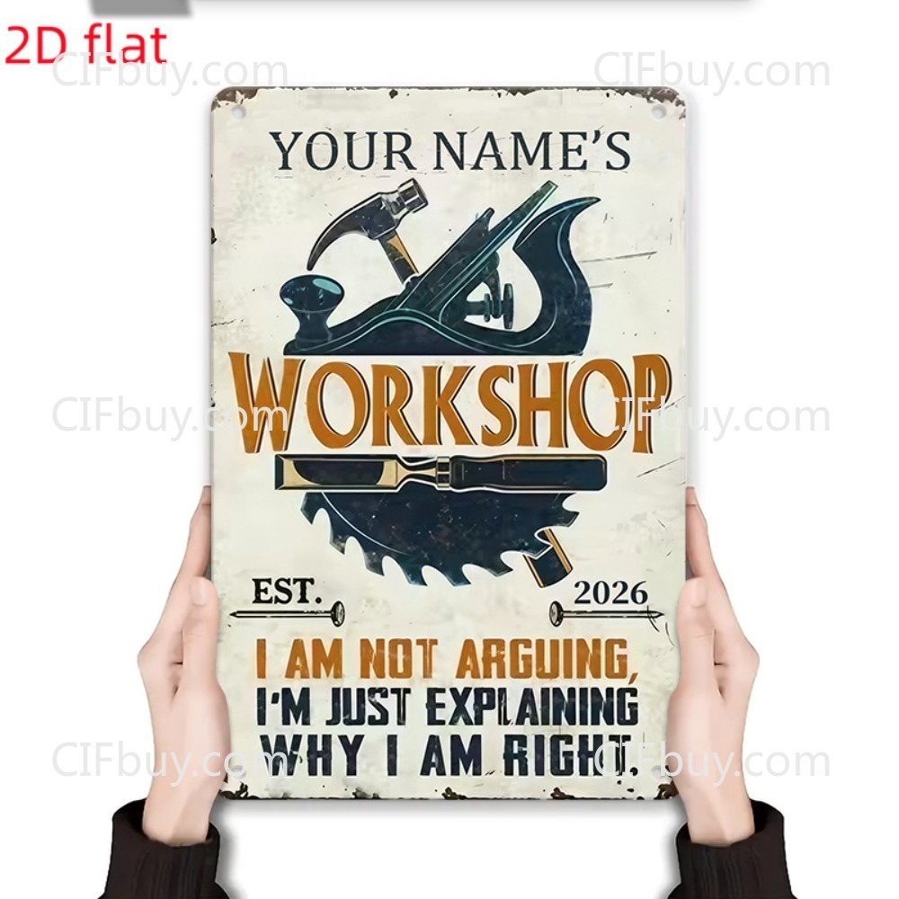 Placa de Metal Personalizada p - Workshop Tools And Names avaliação e preço