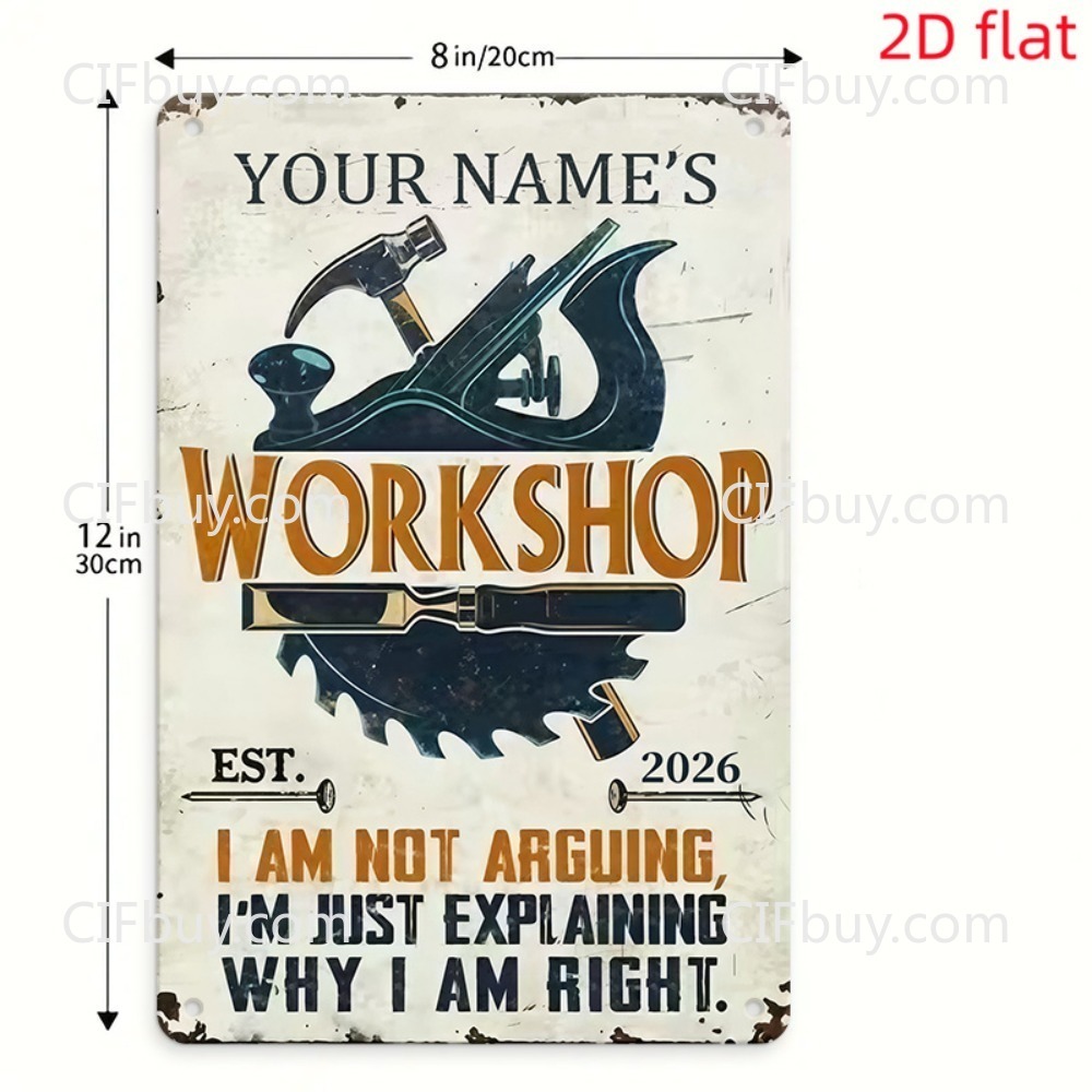 Placa de Metal Personalizada p - Workshop Tools And Names avaliação e preço